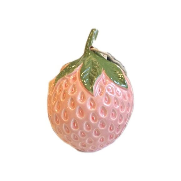 New Pink Hanging Outdoor Ceramic Strawberry Shaped Birdhouse Feeder Decor - Picture 3 of 3